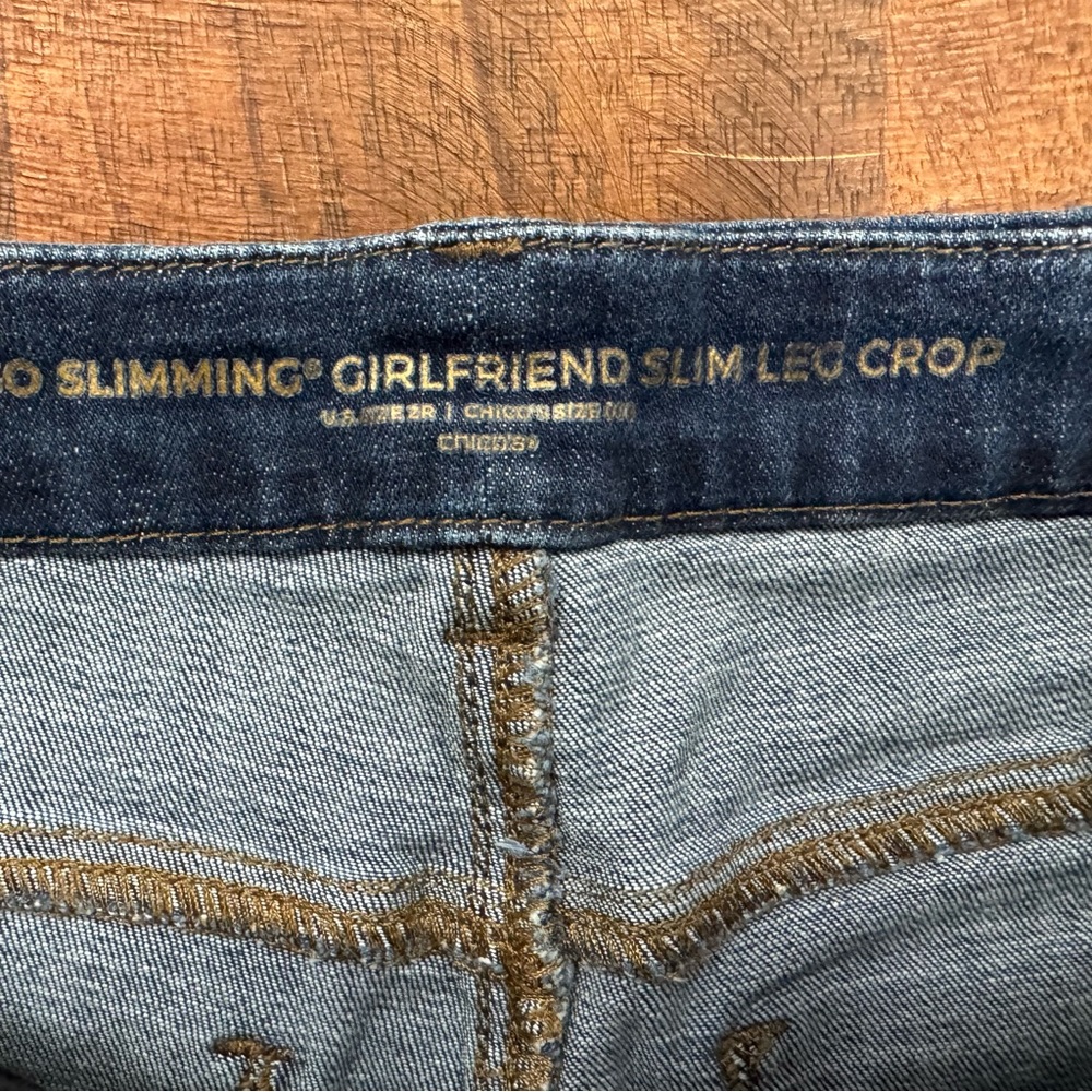 Chico’s So Slimming Girlfriend Slim Leg Crop‎ 00 
Jeans Dark Wash Stretch Size 2 - Picture 3 of 6